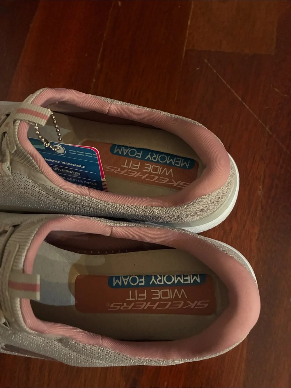 Skechers Women's Taupe and Pink Memory Foam Athletic Sneakers